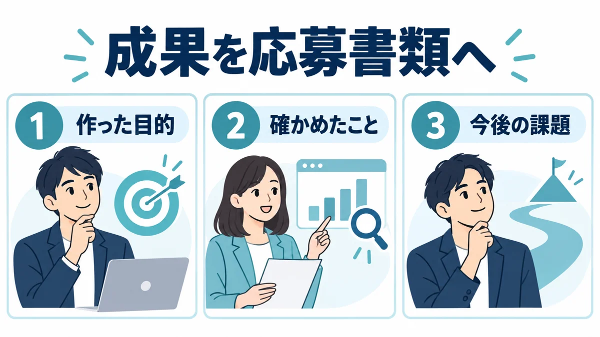 完成したら:「作りました」を応募書類の一段落に変える