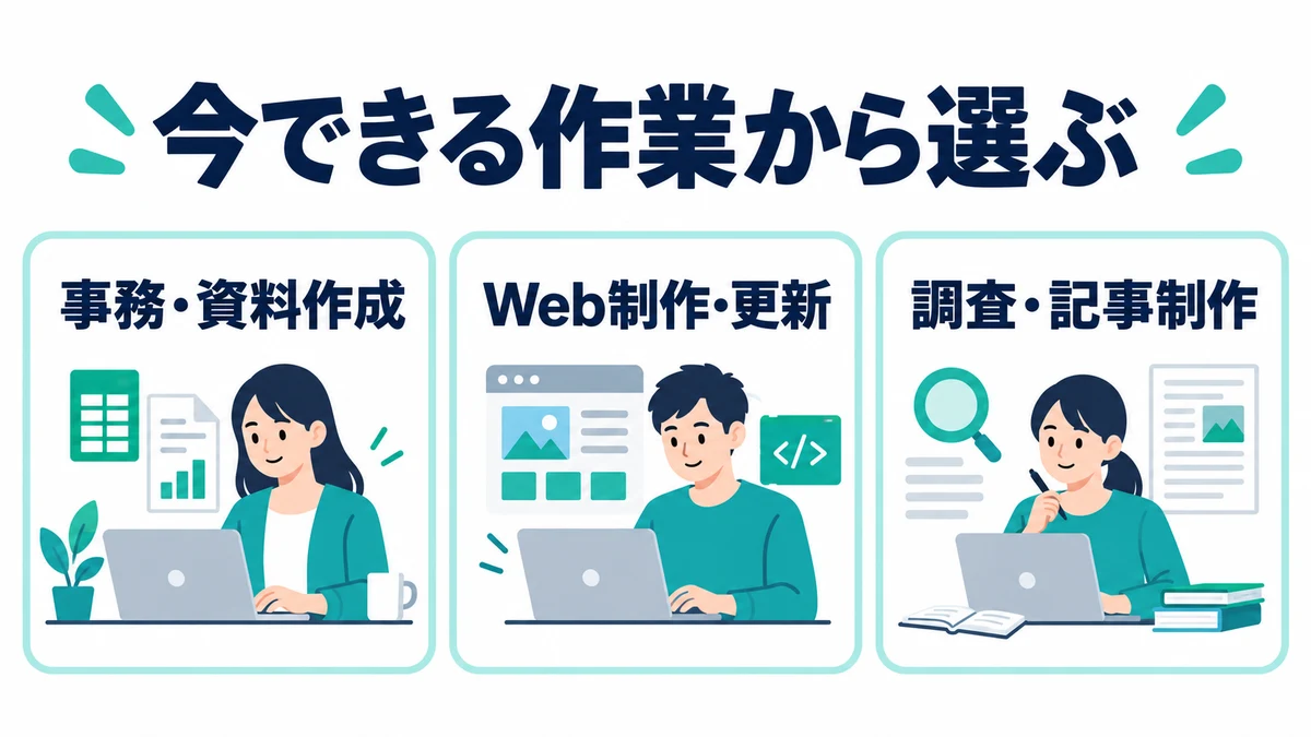 IT副業は、今できる作業に近いところから選ぶ